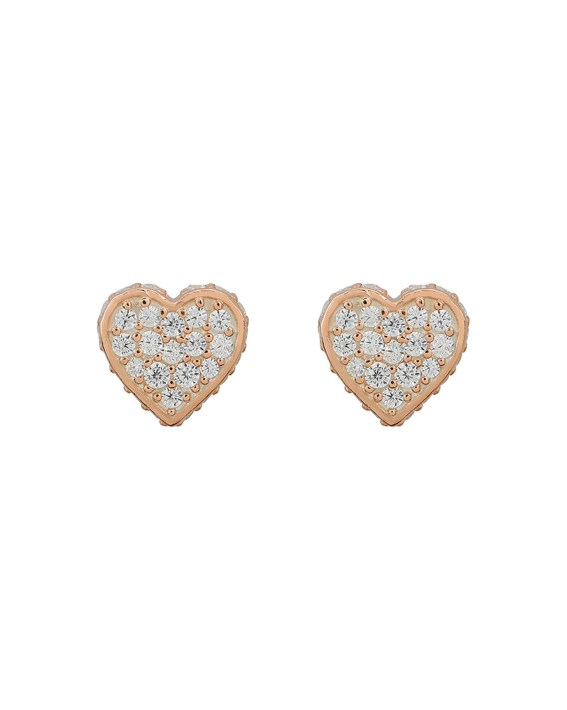 925 Sterling Silver with 18kt Rose Gold Plated CZ Petite Heart Stud Earring