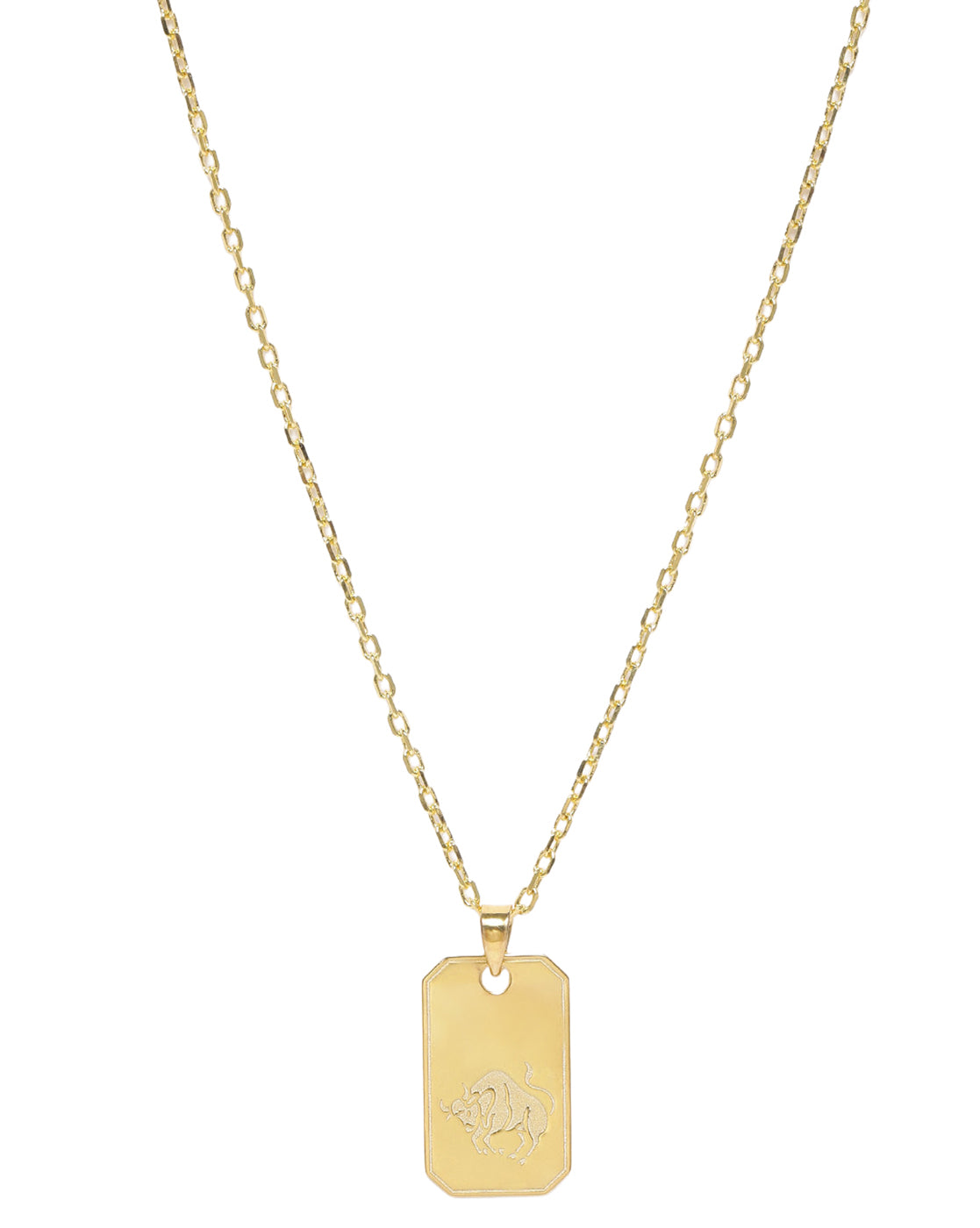 Men 18kt Gold Plated Engrave Taurus Pendant and Chain