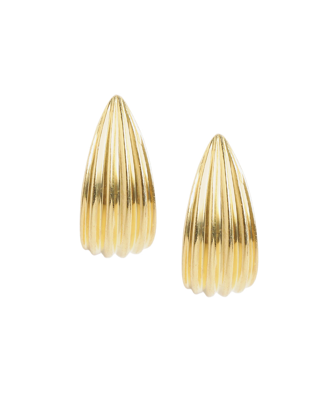 18kt Gold Plated Ribbed Half Hoop Earring