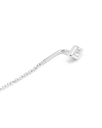 925 Sterling Silver Rhodium Plated CZ Threader Earring
