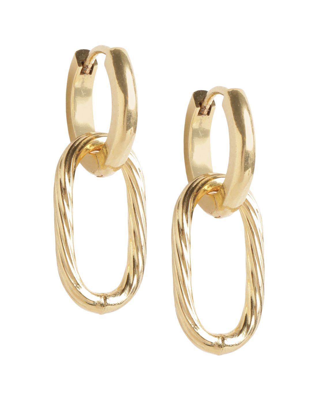 18kt Gold Plated Contemporary Interlocking Twisted Hoop Earring