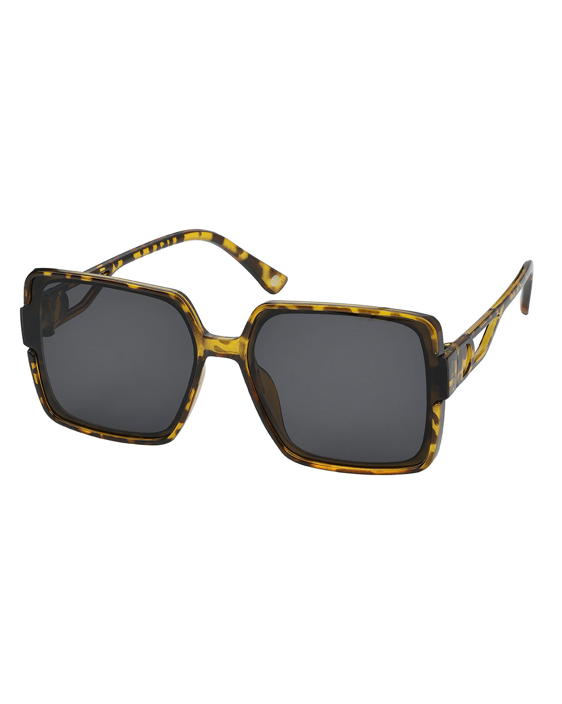Women Tortoise Shell UV Protected Black Lens Oversized Sunglasses