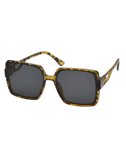 Women Tortoise Shell UV Protected Black Lens Oversized Sunglasses