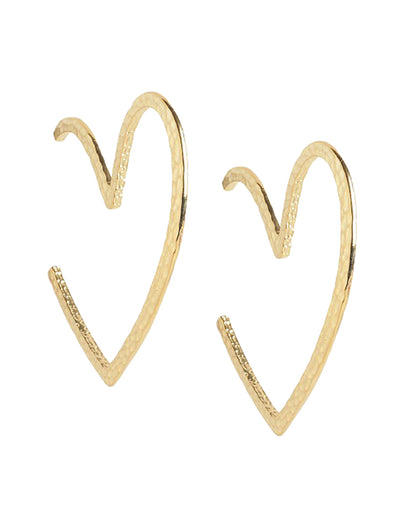18kt Gold Plated Bold Heart Half Hoop Earring