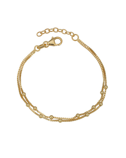 18kt Gold Plated Metal Ball Double Chain Bracelet