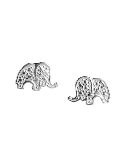 925 Sterling Silver Rhodium Plated Petite Elephant Stud  Earring