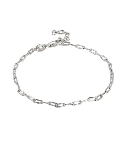 925 Sterling Silver Rhodium Plated  Link Chain Bracelet