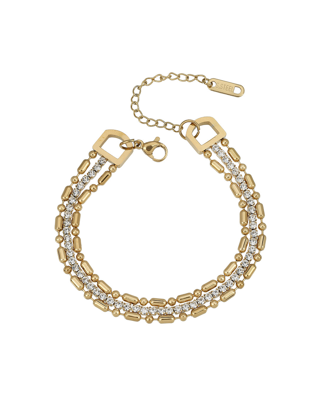 Premium Gold Plated CZ Studded Bold Layered Tennis Bracelet
