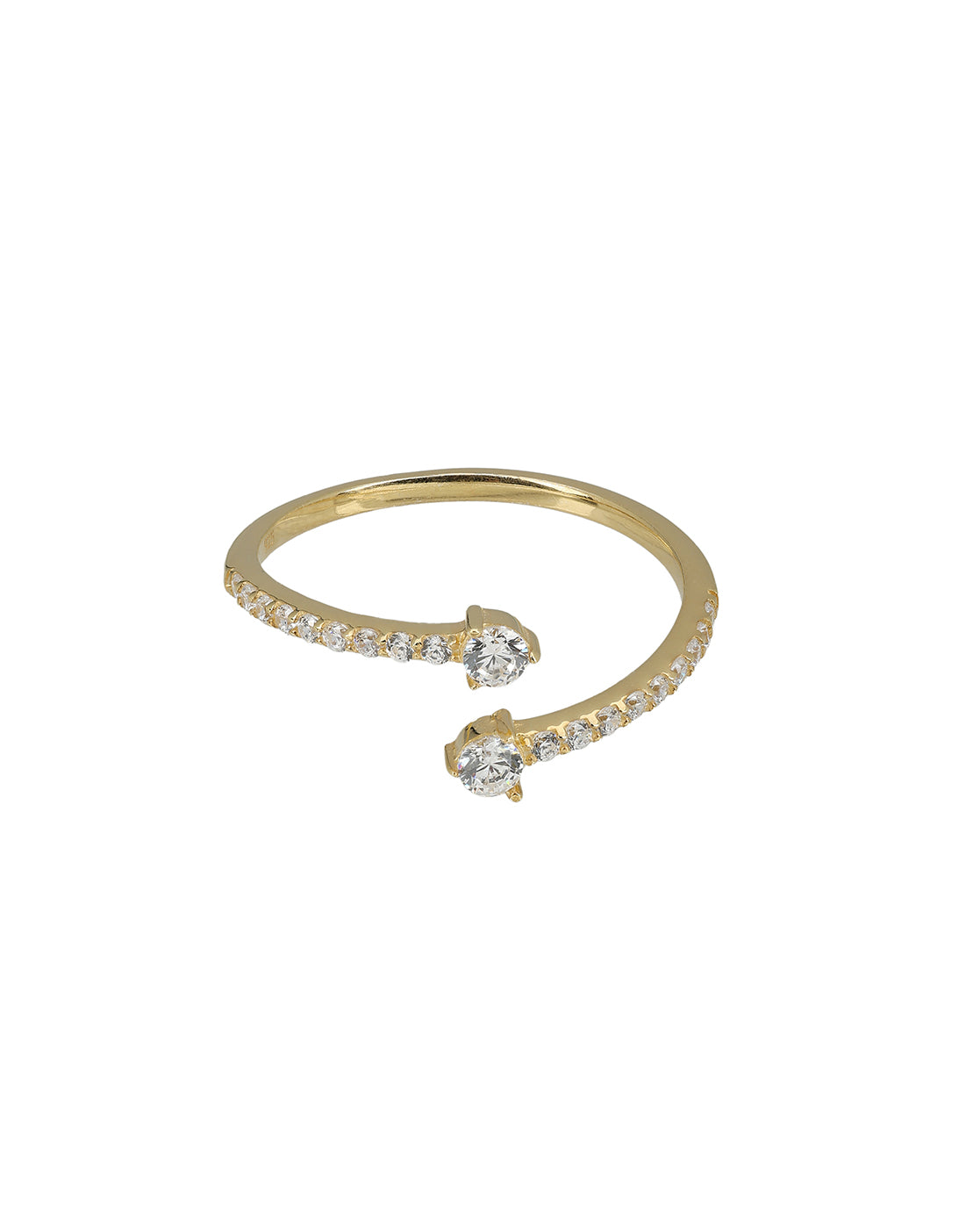 925 Sterling Silver 18kt Gold Plated CZ Adjustable Finger Ring