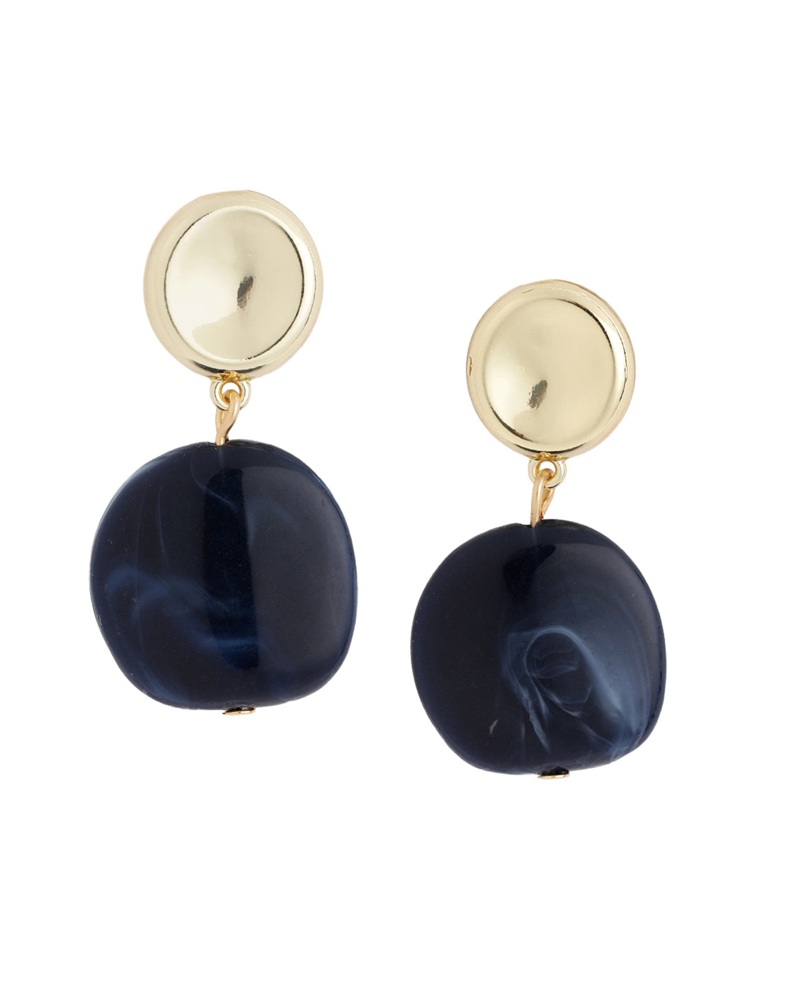 Gold Plated Navy Blue Stone Drop Earring