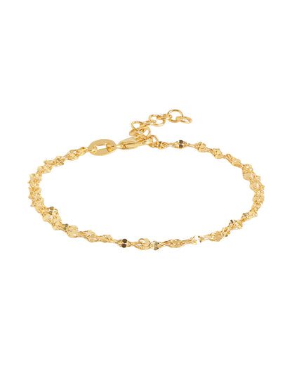 18kt Gold Plated  Layered Adjustable Textured Chain Bracelet