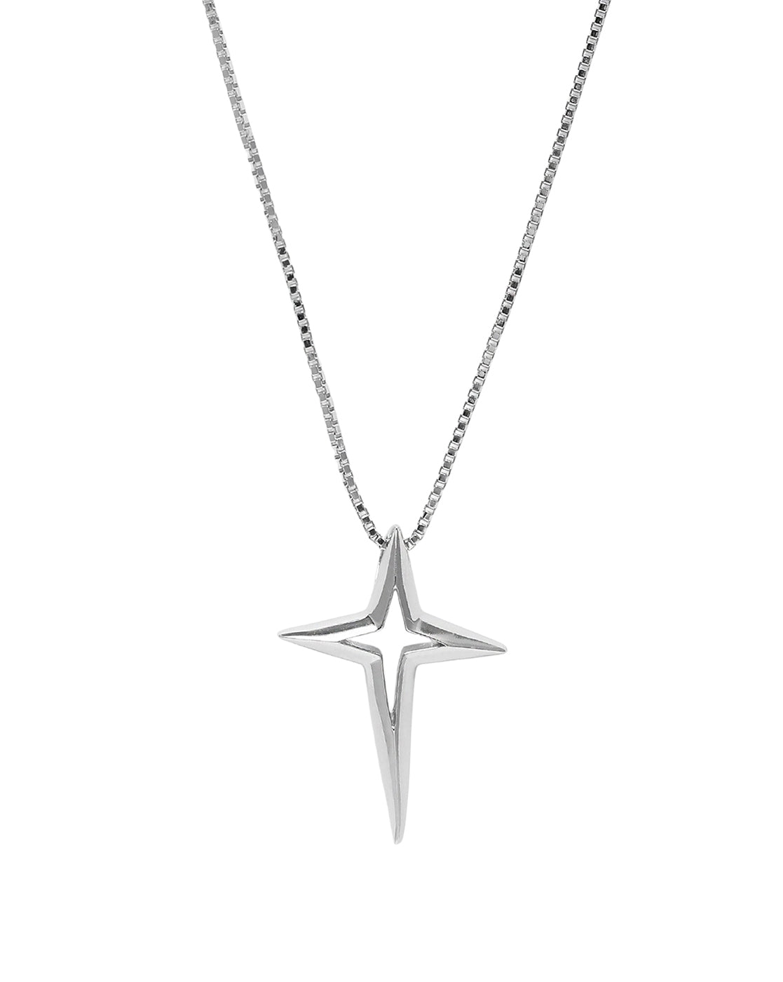 Rhodium Plated Contemporary North Star Pendant for Men