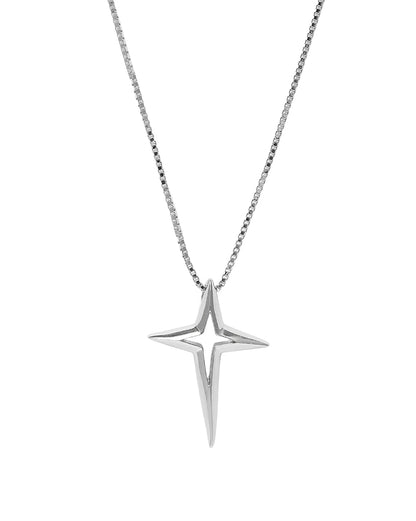 Rhodium Plated Contemporary North Star Pendant for Men