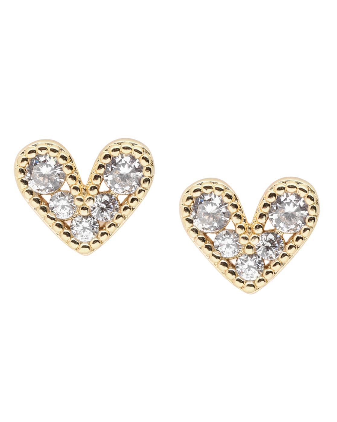 Gold Plated CZ Sparkle Mini Heart Stud Earring