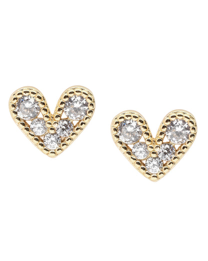 Gold Plated CZ Sparkle Mini Heart Stud Earring