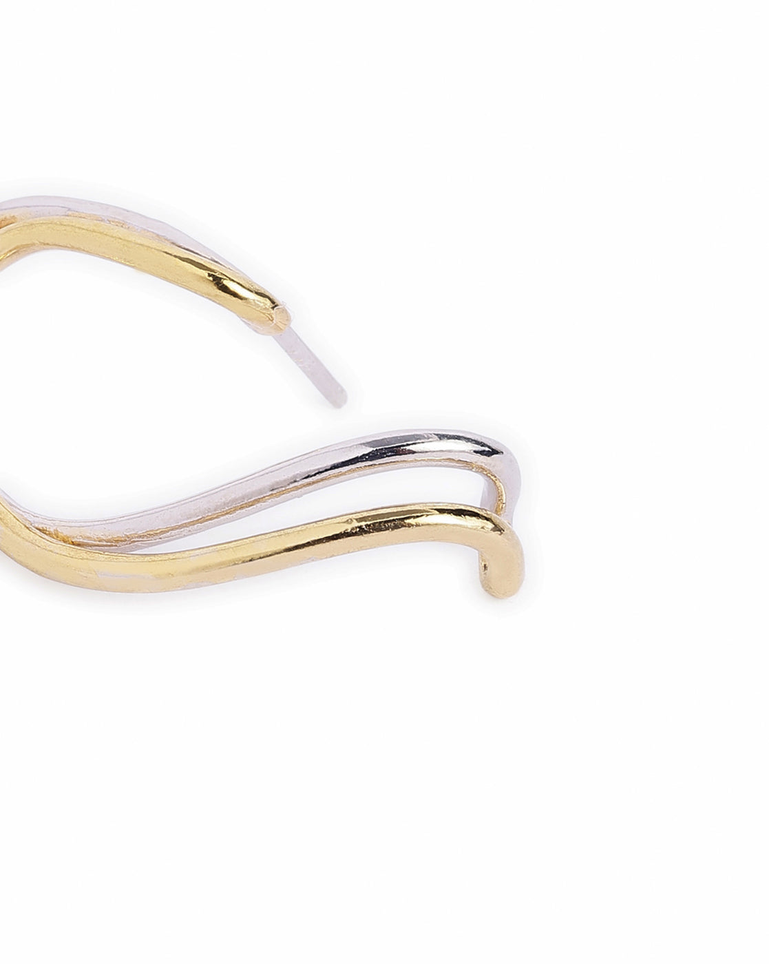 18kt Gold &amp; Rhodium Plated Contemporary Ear Lobe Cuff Earring