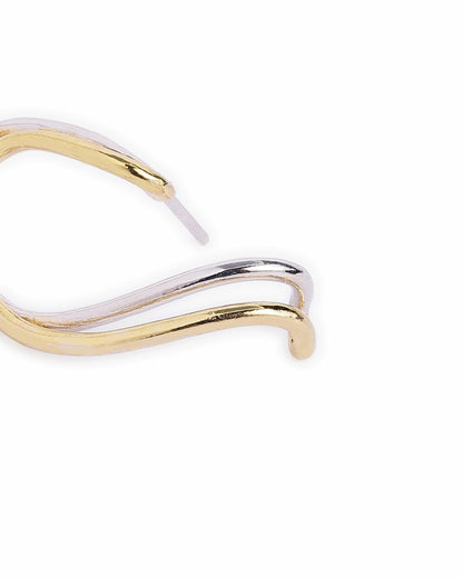 18kt Gold &amp; Rhodium Plated Contemporary Ear Lobe Cuff Earring