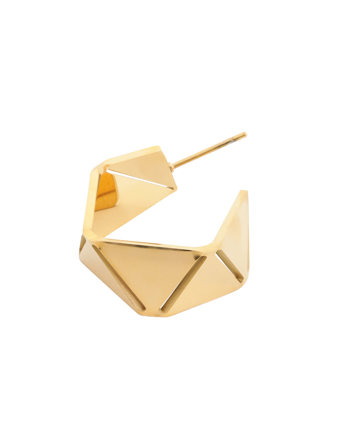Gold Plated Geometric Half Hoop Contemporary Earring
