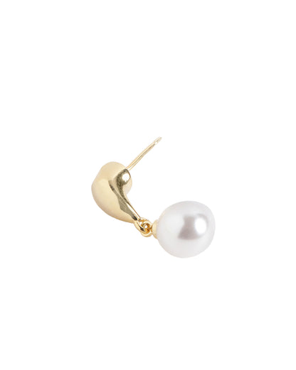 Gold Plated Modern Front-Back Jacket Pearl Earring