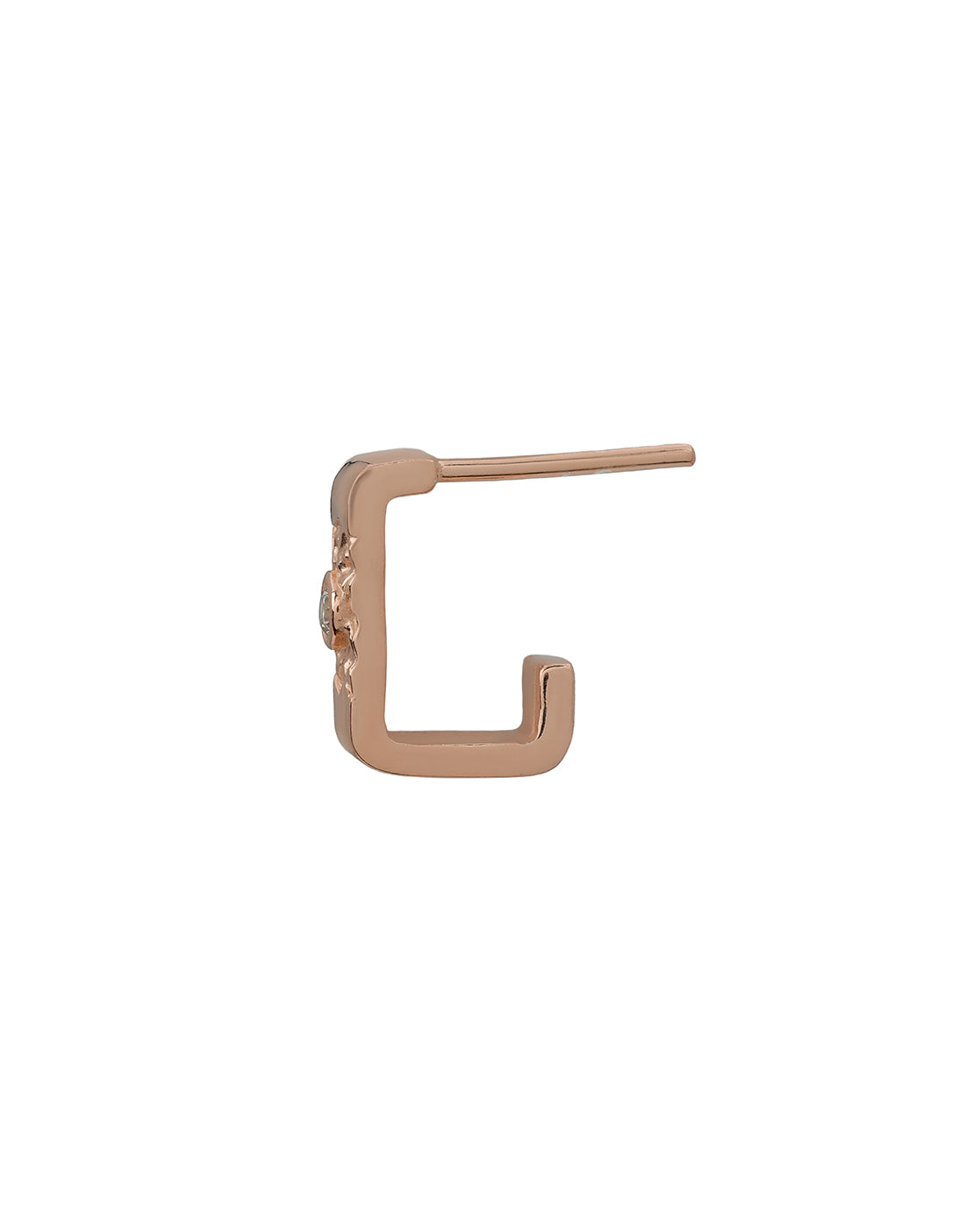 18kt Rose Gold Plated Solitaire Half Hoop Earring