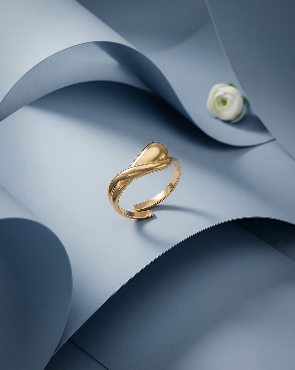 18kt Gold Plated Sculptural Adjustable Ring