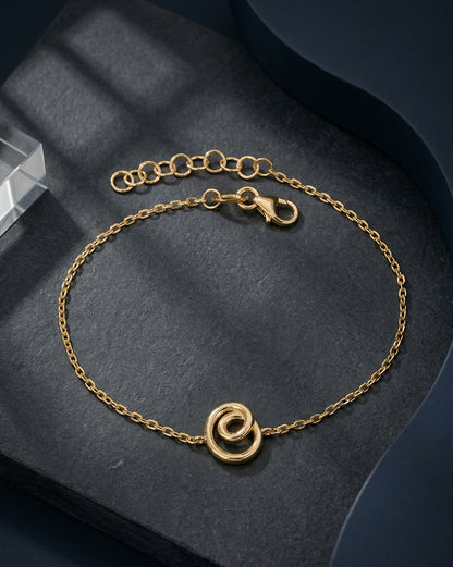 18kt Gold Plated Spiral Charm Bracelet