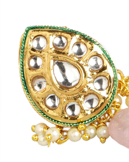 Gold-Plated Royal Pink Bead Kundan Choker Set