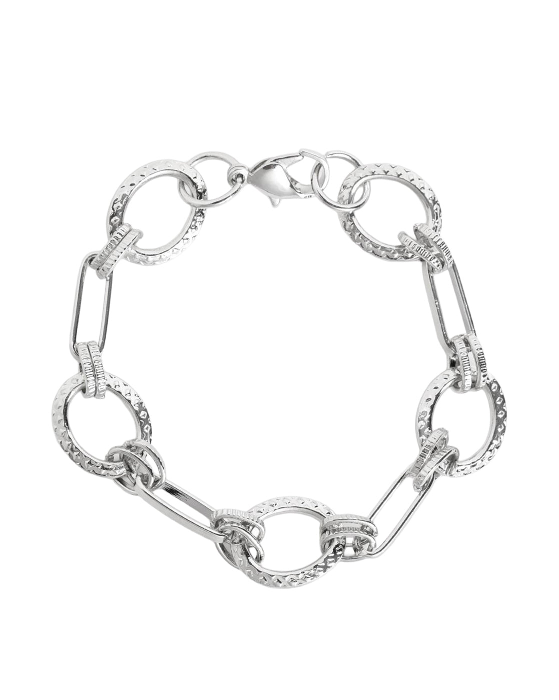Men Silver Plated Inter - Link Bracelet