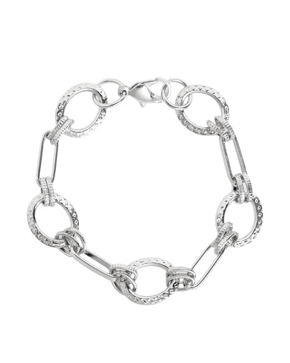 Men Silver Plated Inter - Link Bracelet