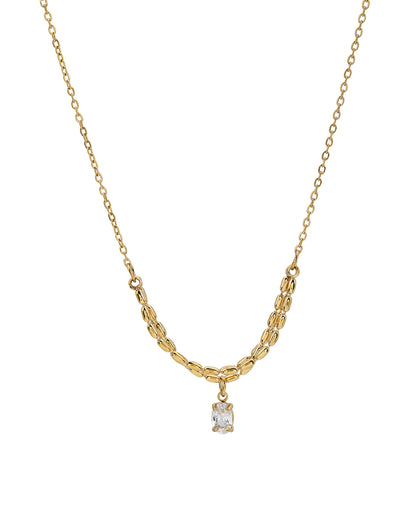 Gold-Plated Elegant Solitaire Drop Necklace