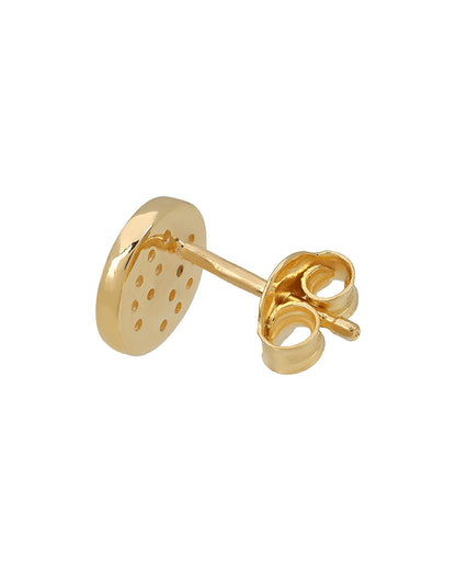 925 Sterling Silver with 18kt Gold Plated CZ Petite Circular Stud Earring