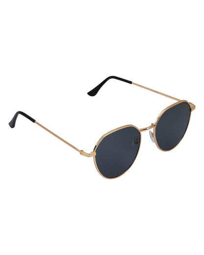 Women Gold and Black Toned Black UV Protected Lens Rectangle Sunglasses
