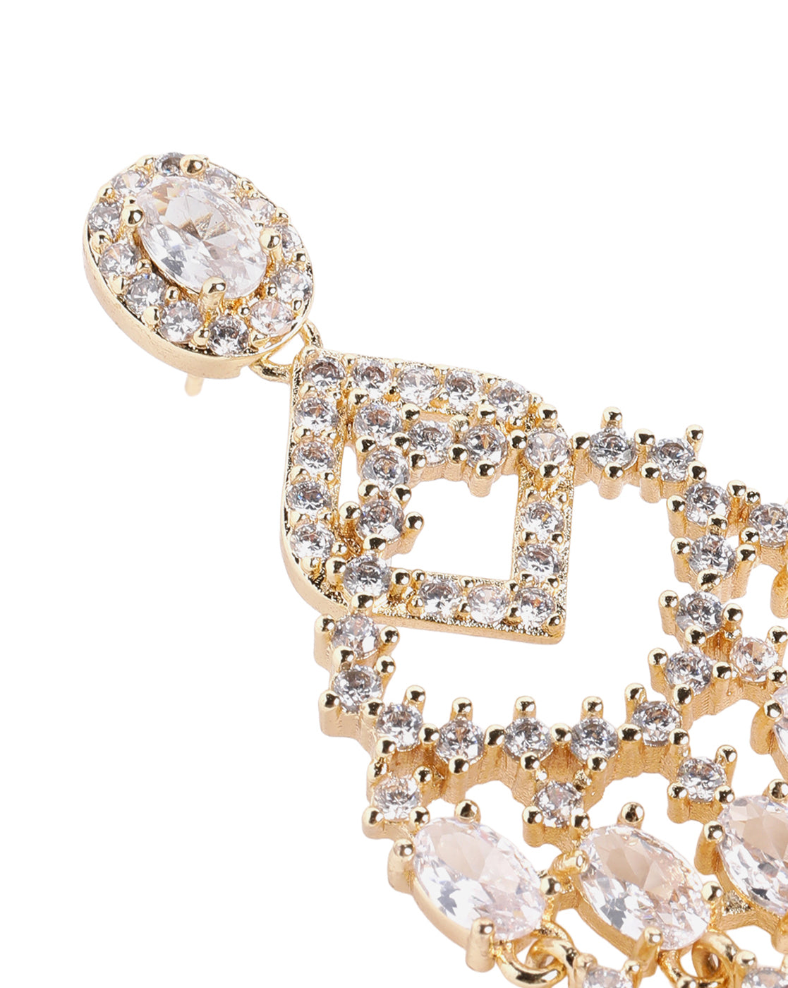 Premium Gold Plated CZ Studded Chandelier Drop Earring