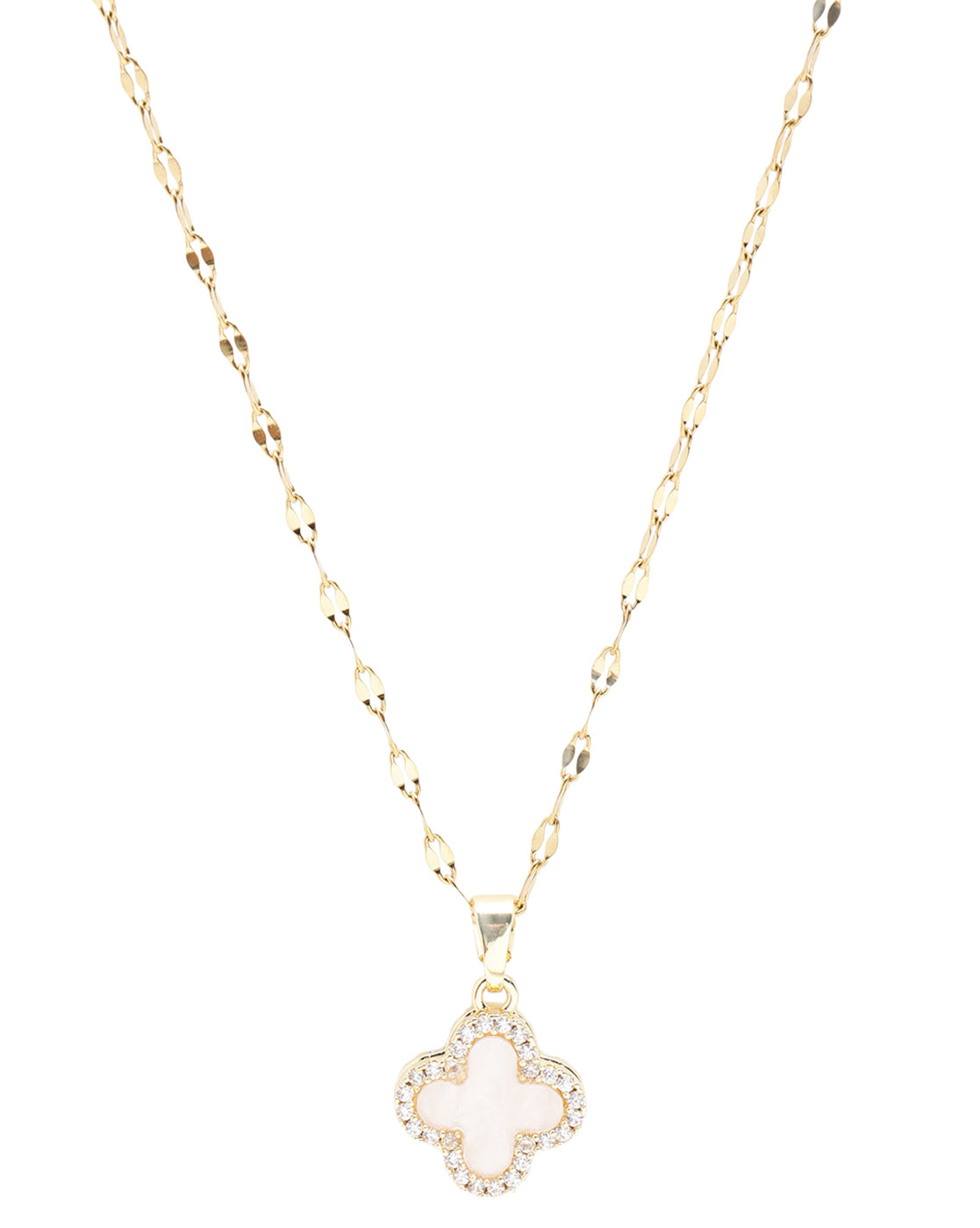 Gold-Plated Designer Reversible Double Color Clover Pendant Necklace