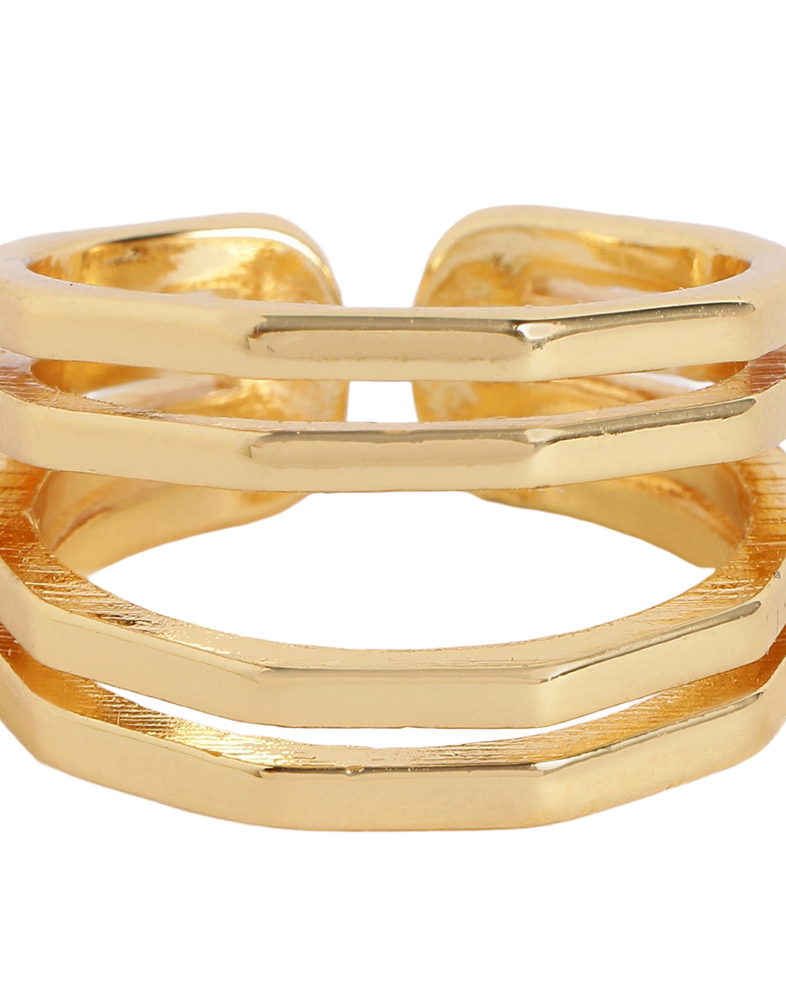 Gold Plated Modern Multi Band Classic Adjustable Ring