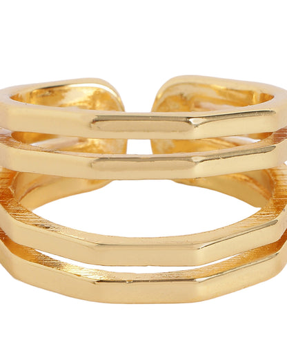 Gold Plated Modern Multi Band Classic Adjustable Ring