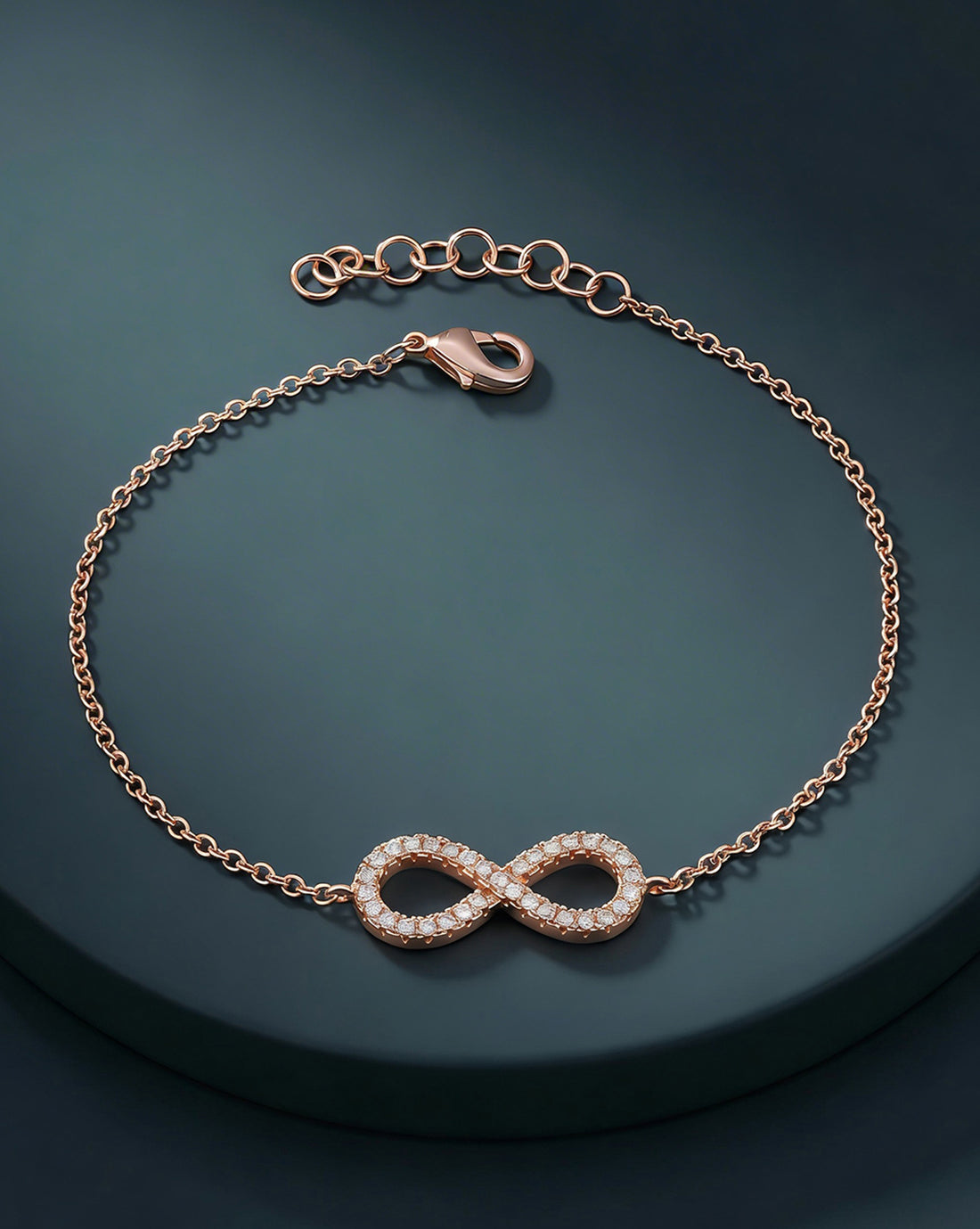 18kt Rose Gold Plated CZ Infinity  Charm Bracelet