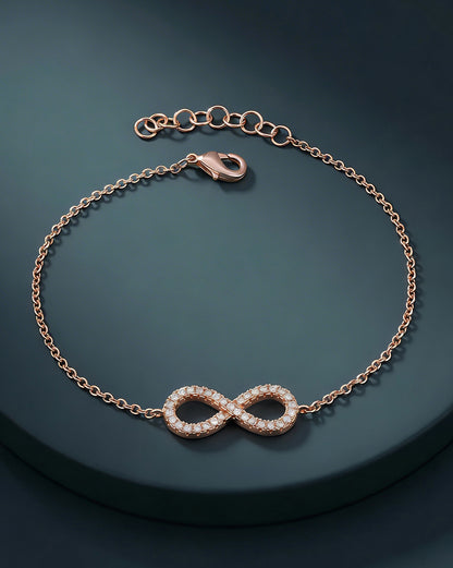 18kt Rose Gold Plated CZ Infinity  Charm Bracelet