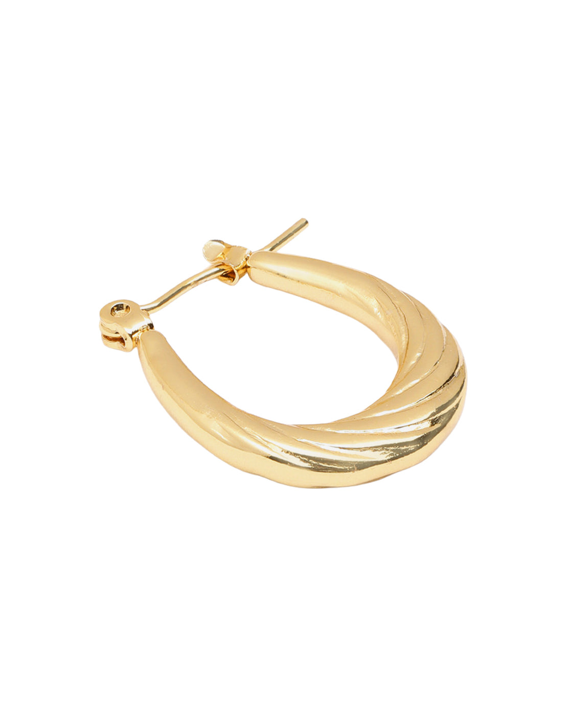 Gold-Plated Twisted Oval Hoop Earrings