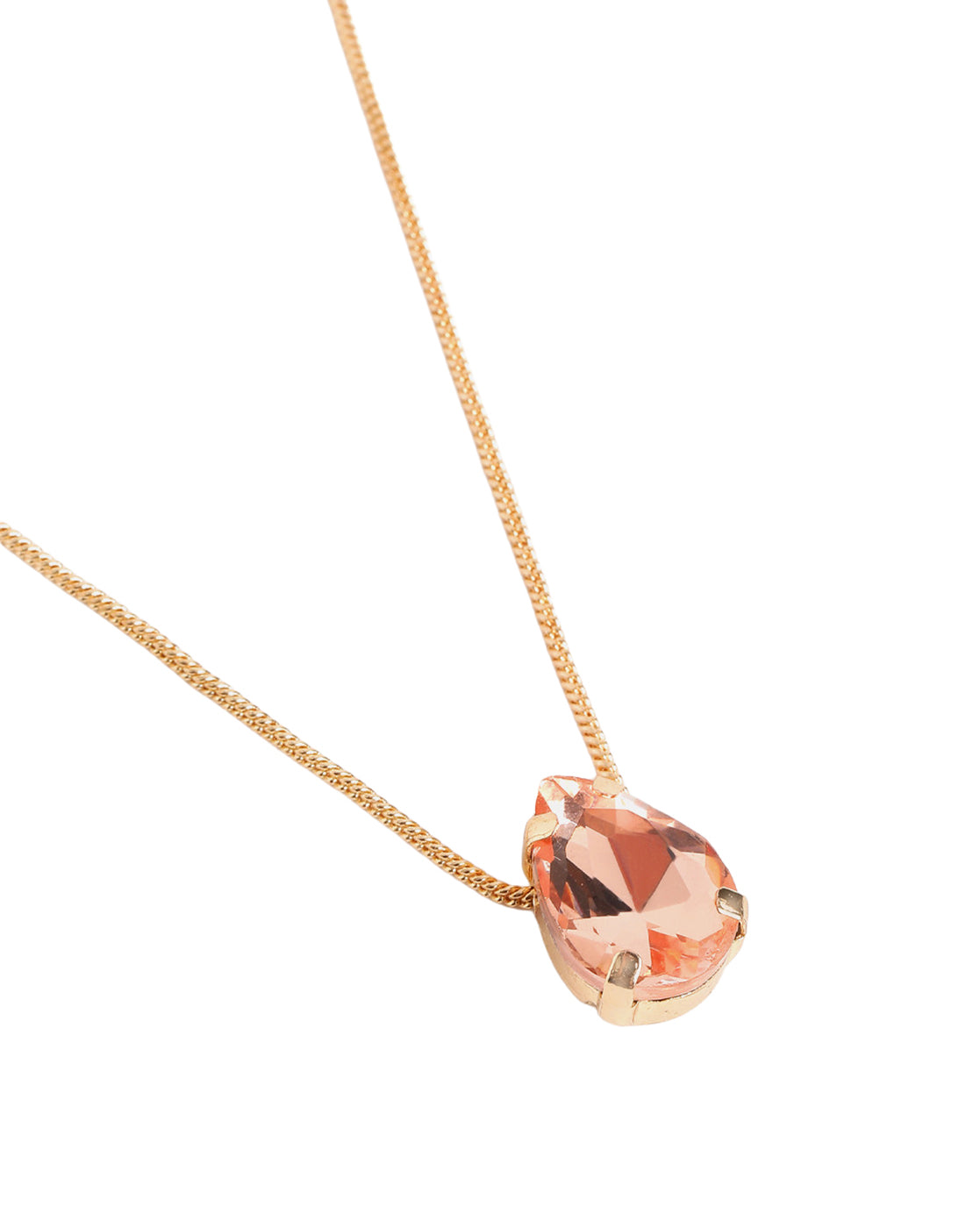 Gold Plated Crystal Tear Drop Solitaire Pendant with Chain