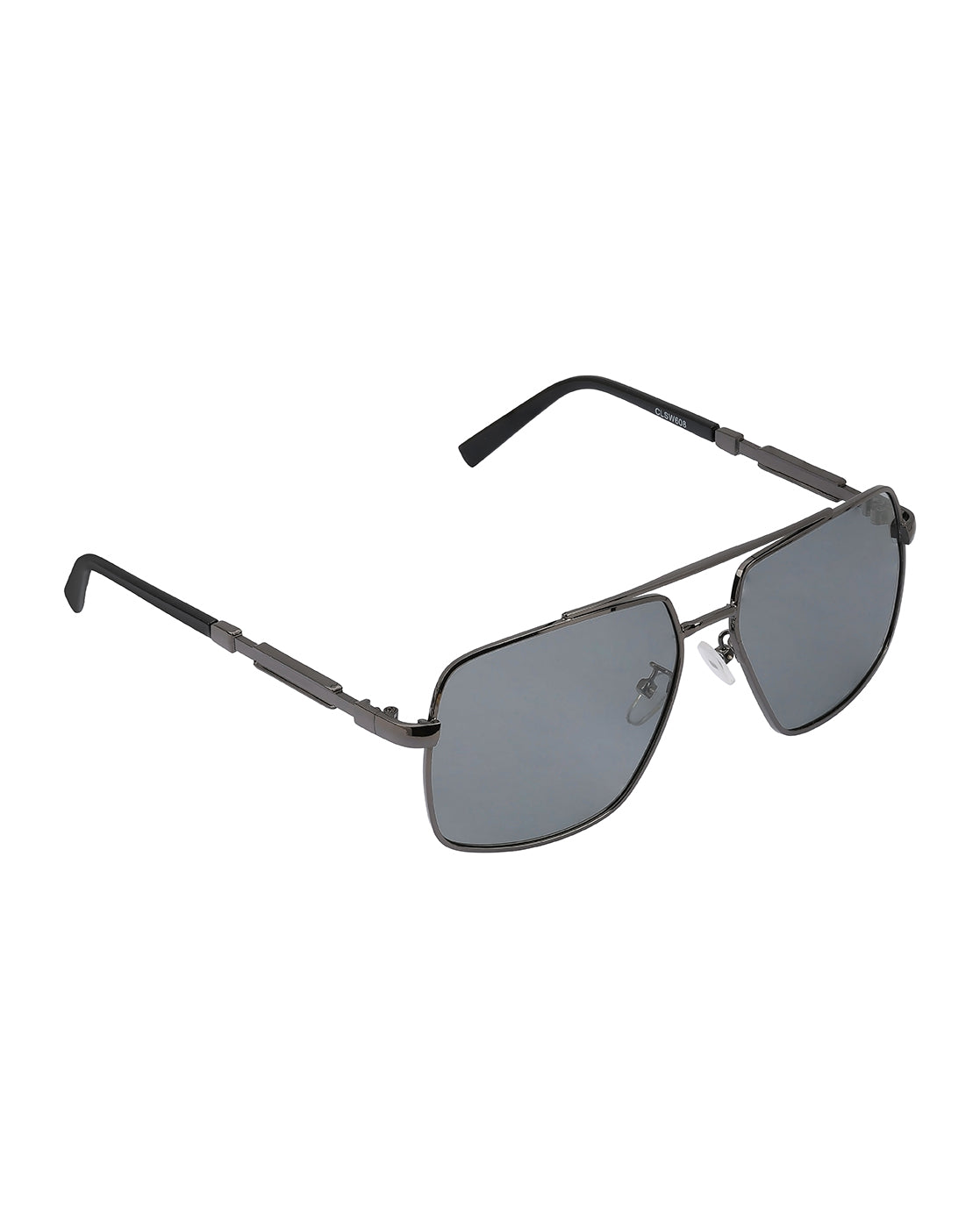 Men Metallic and Black Toned Clear Polarised Lens Rectangle Sunglasses