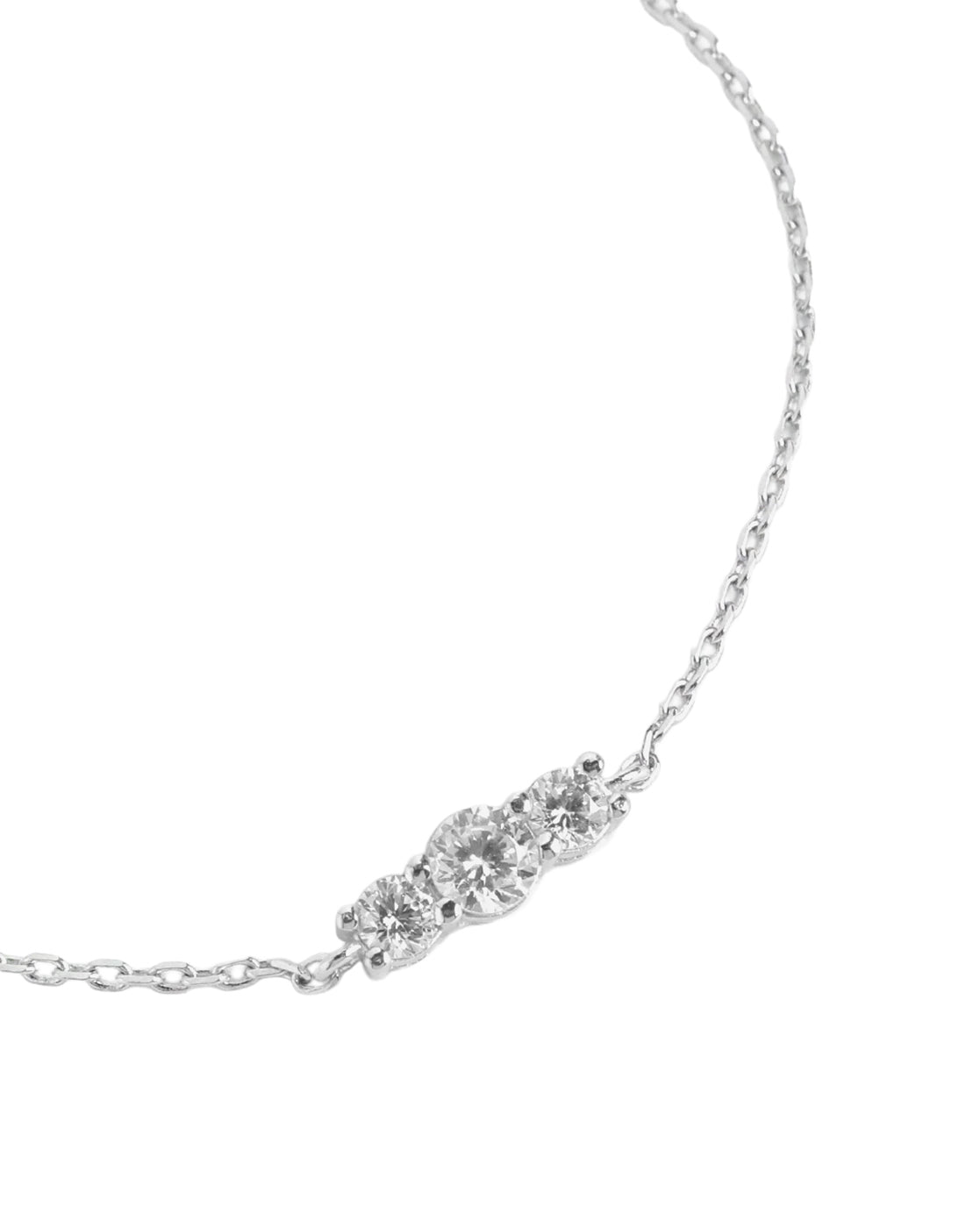 Rhodium-Plated Dainty White Solitaire Elegant Chain Adjustable Bracelet