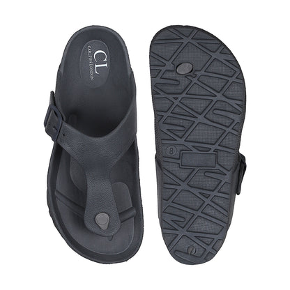 Men Solid Thong Slide with Adjustable Strap