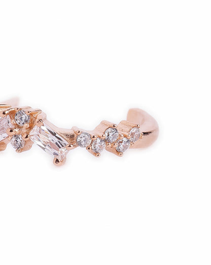 18kt Rose Gold Plated Baguette CZ  Half Hoop Earring