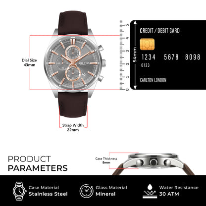 Carlton London Men Windsor Light Grey Analog Watch CL-WD-LGR