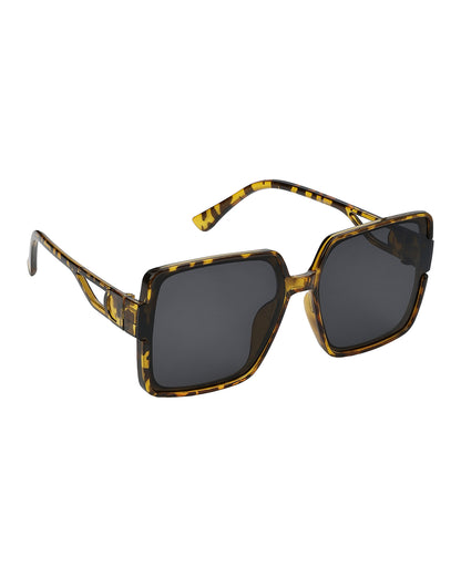 Women Tortoise Shell UV Protected Black Lens Oversized Sunglasses