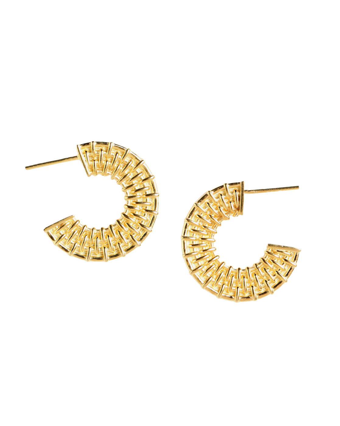 18kt Gold Plated Woven Mesh Bold Half Hoop Earring