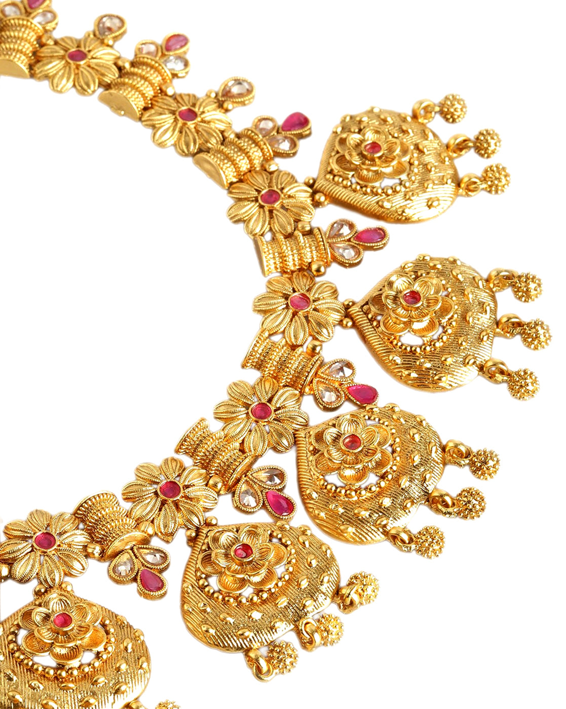 Gold-Plated Festive Floral Necklace Jewellery Set