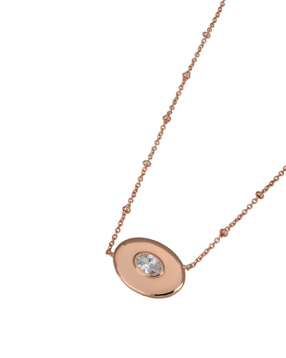 18kt Rose Gold Plated Oval Pendant and Chain