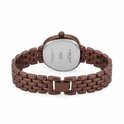 Carlton London Maisie Women’s Watch - Brown Rectangle Dial, Brown Stainless Steel Strap - MSSBBRN